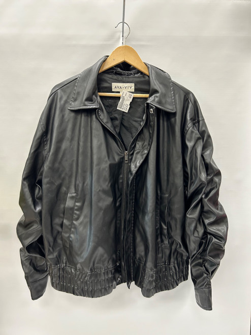 Vist Large View of Product Image Which is Used Ava & Viv Leather Jacket 1X-18