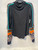 Free People Black Striped Pattern Top Size M View 1