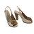 Used Chanel Metallic Mesh Cream & Gold High Heels 7.5 60098-S000130582 View 1