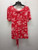 Used Red Floral BYS Anthropologie Maeve Short Sleeve Top L-12/14 60137-S000125993 View 1