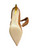 Sole of Rupert Sanderson tan pump showing leather outsole and gold heel detail View 3