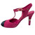 Used Chanel 2022 Suede Calfskin Lambskin & Strass T Strap heels size 36 Fuschia 60099-S000388110 View 1
