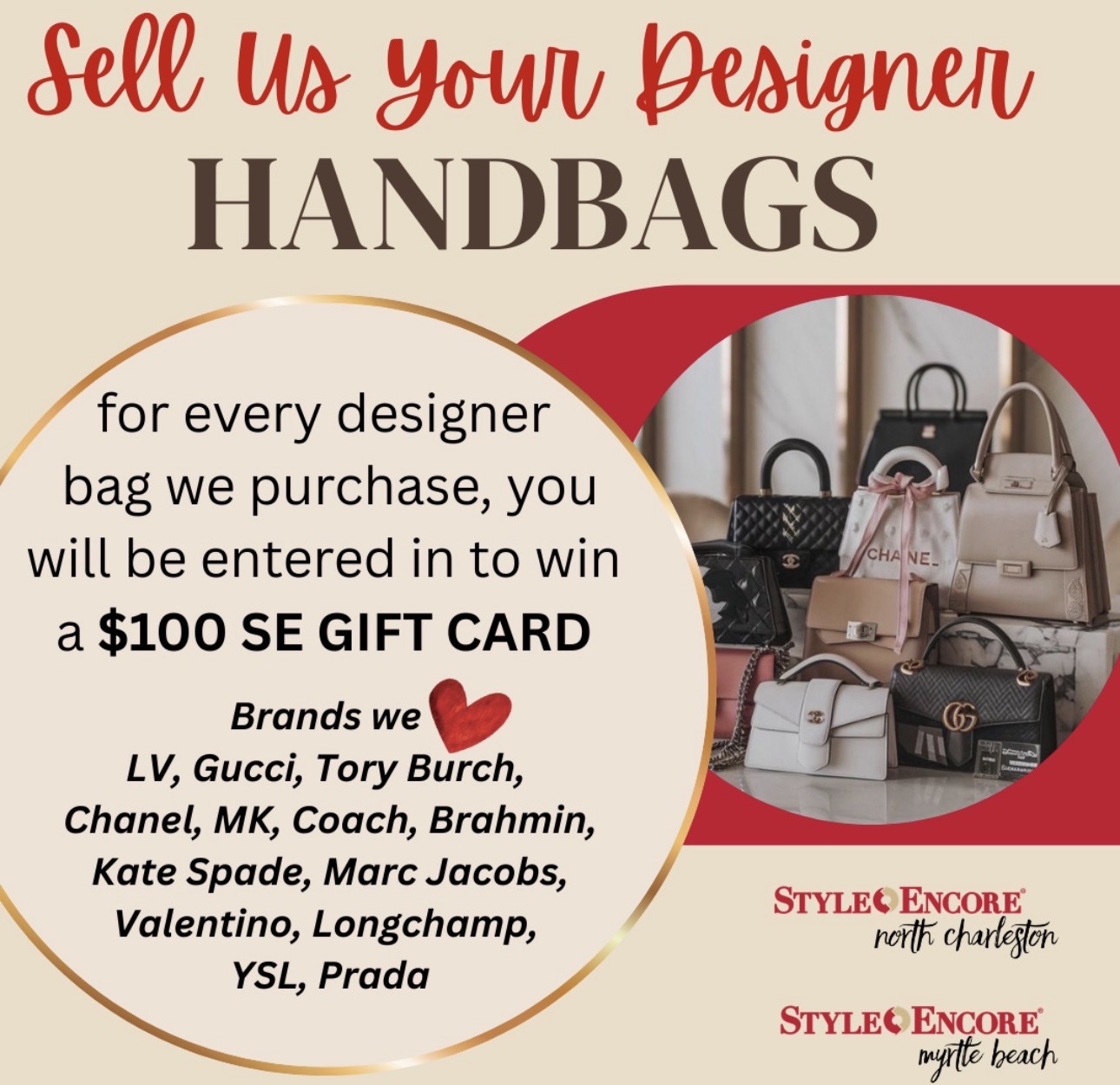 Sell Us Your Designer Handbags For Your Chance To Win A $100 Giftcard