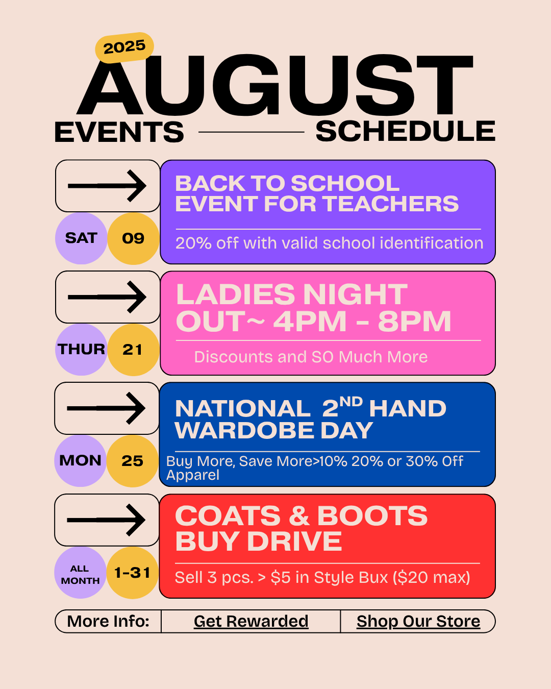 This is an image of our August Event calendar