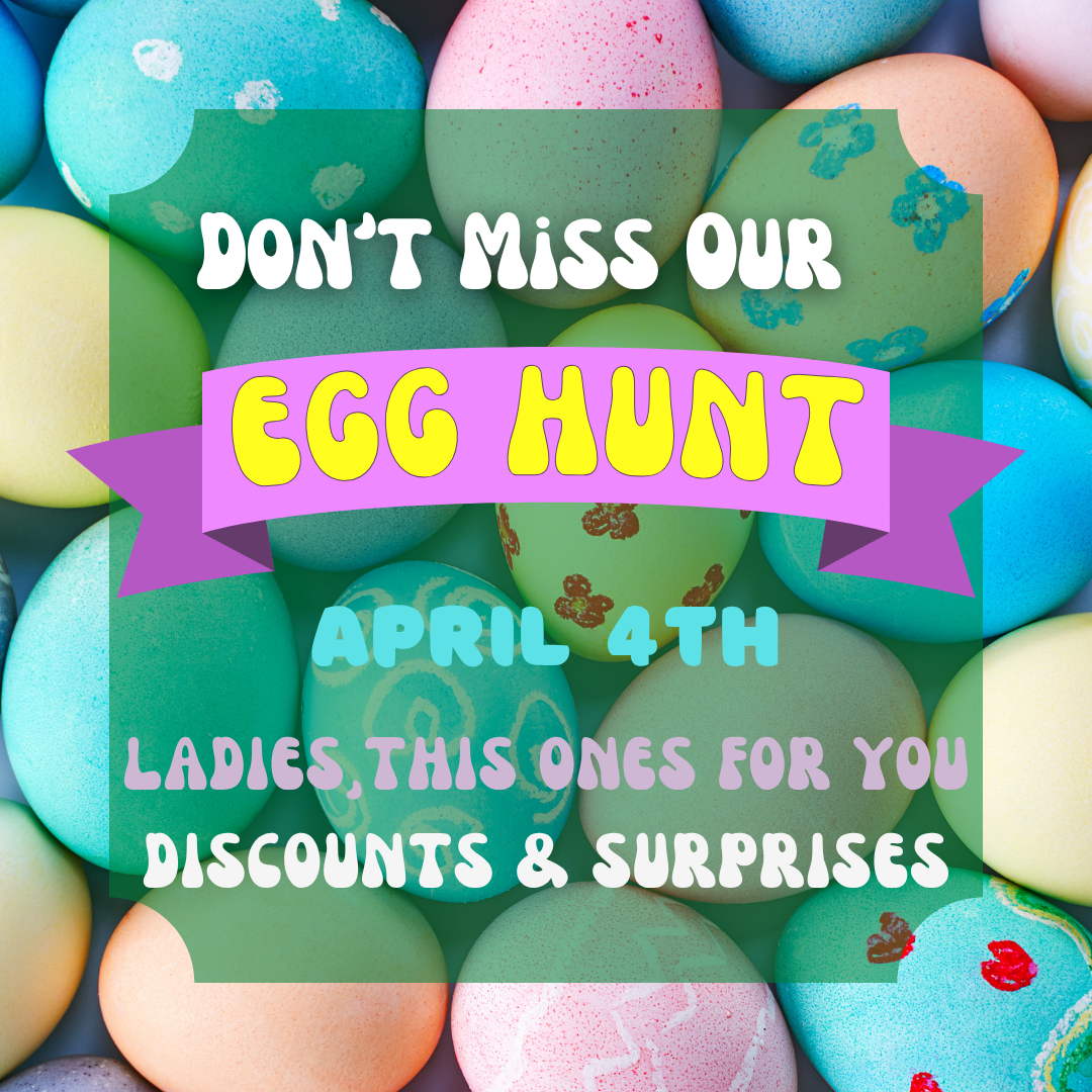 an image of eggs and verbiage describing our Spring Egg Hunt