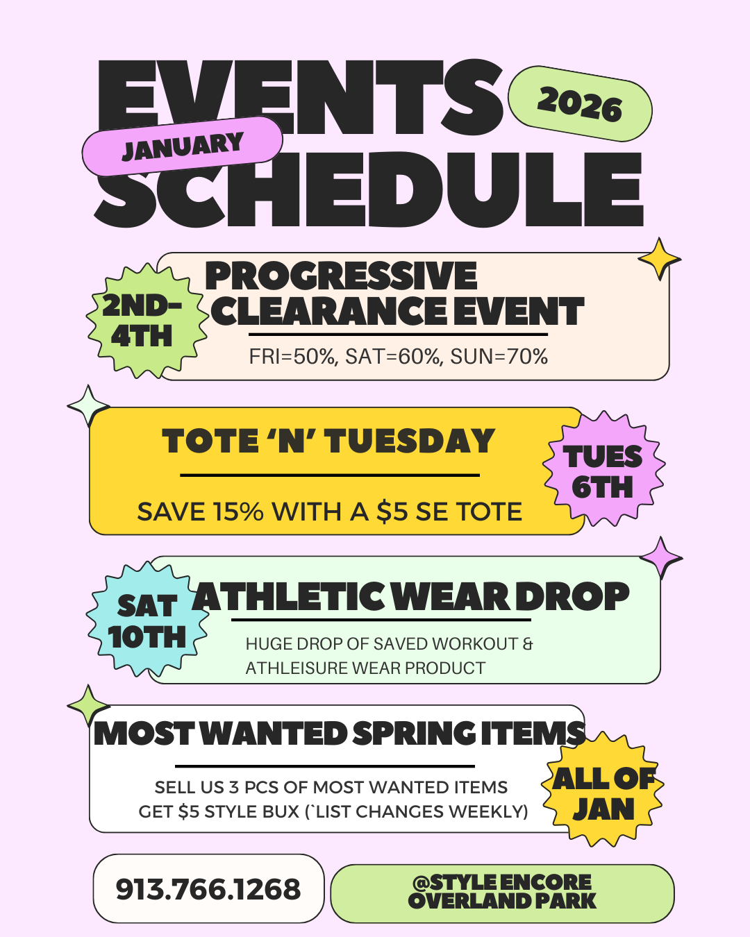 A calendar of events for January 2026