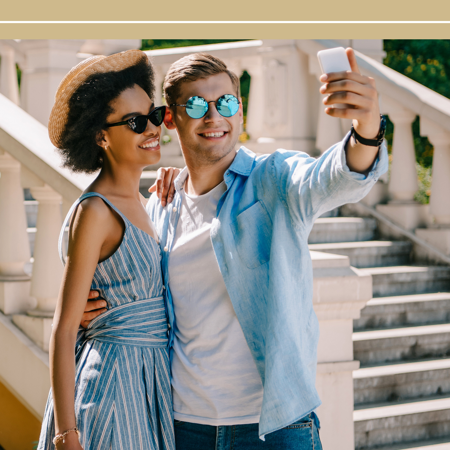 man and woman taking a selfie