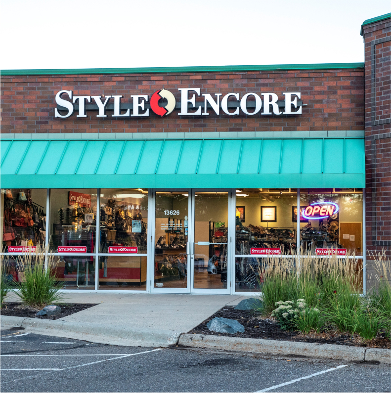 Style Encore storefront with open sign