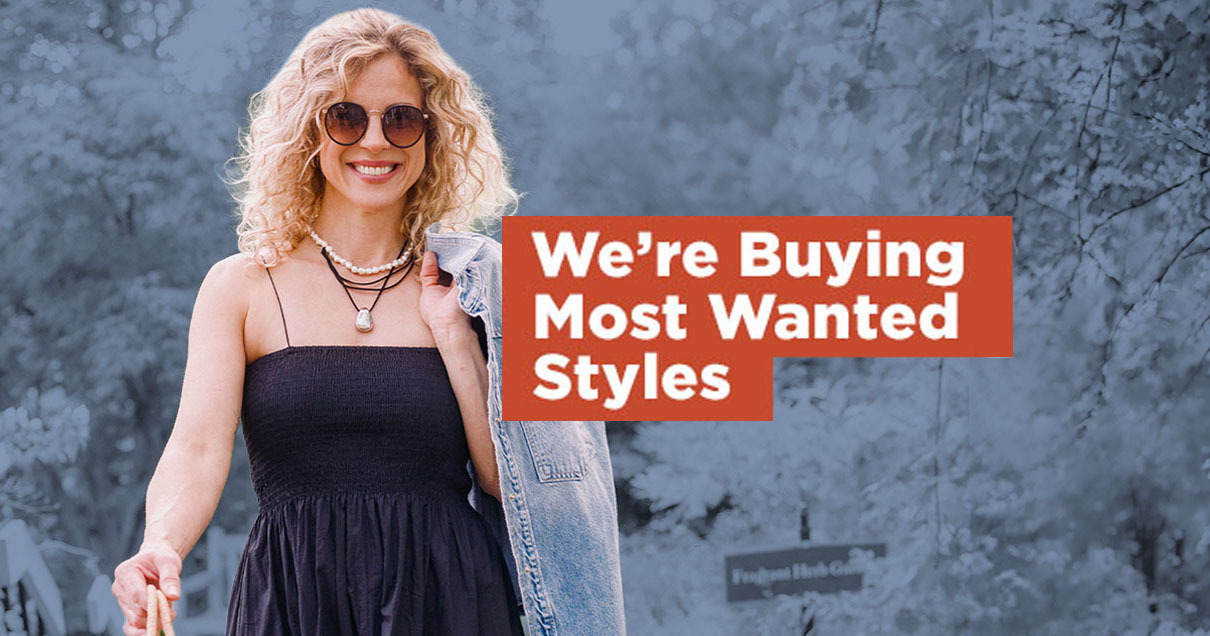 Woman in summer dress with words reading 