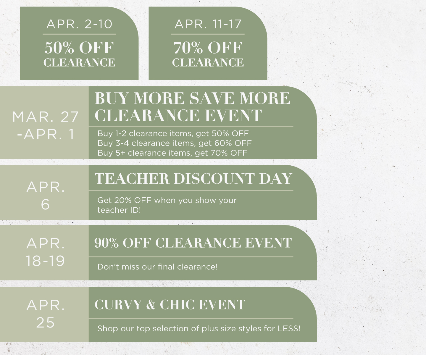 Don't miss out on our limited time events this April!