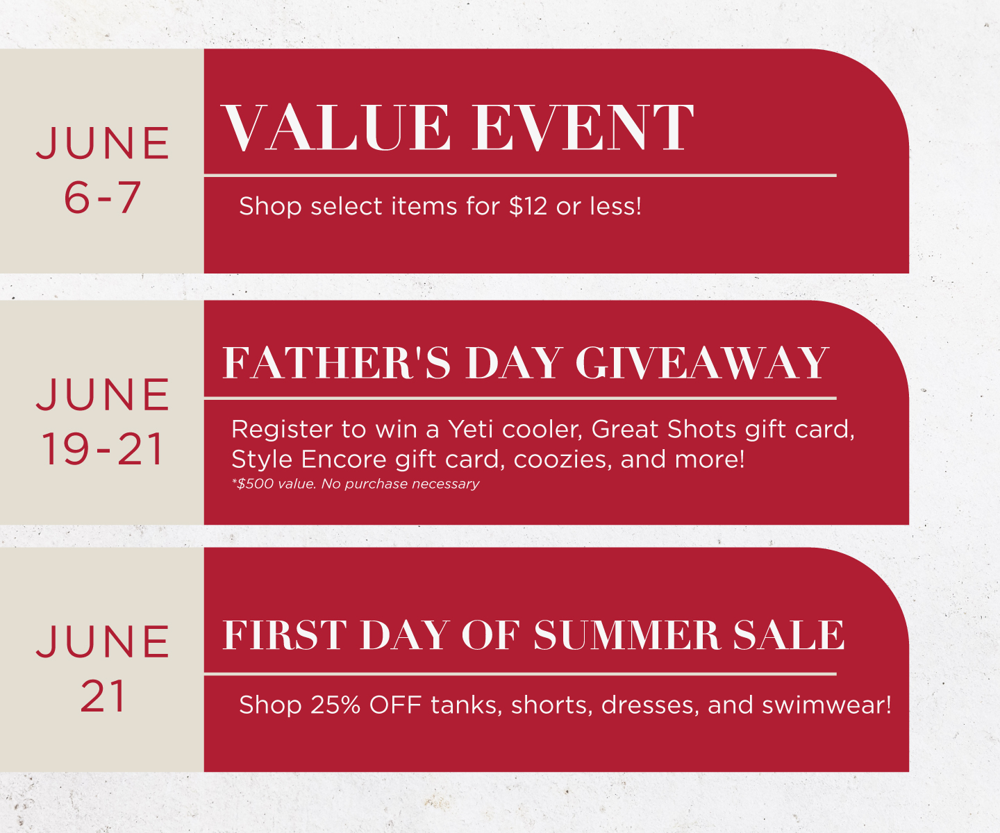 Don't miss out on our limited time events this June!