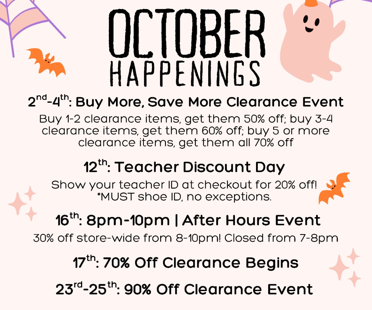 Don't miss out on our limited time events this October