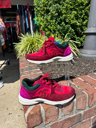 Used Chanel Multicolor Suede Sneakers 9