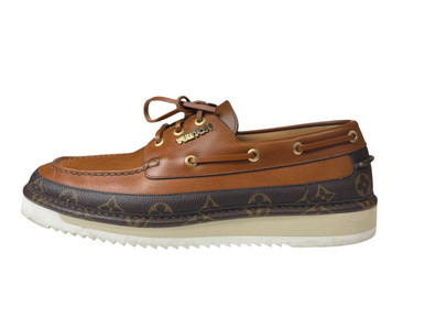 レア‼️ Louis Vuitton Summerland Boat Shoes LOUIS VUITTON Calfskin Mens Summerland Boat Shoes 7.5 Cognac