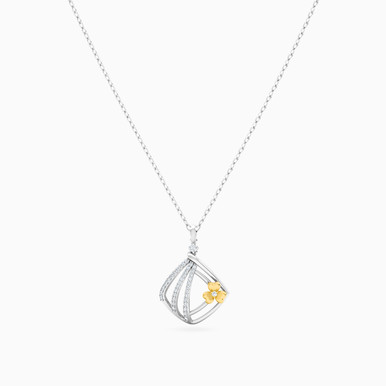 Square Diamond Necklace in 18K Gold - PN40-552 Square Diamond Necklace in 18K Gold - PN40-552