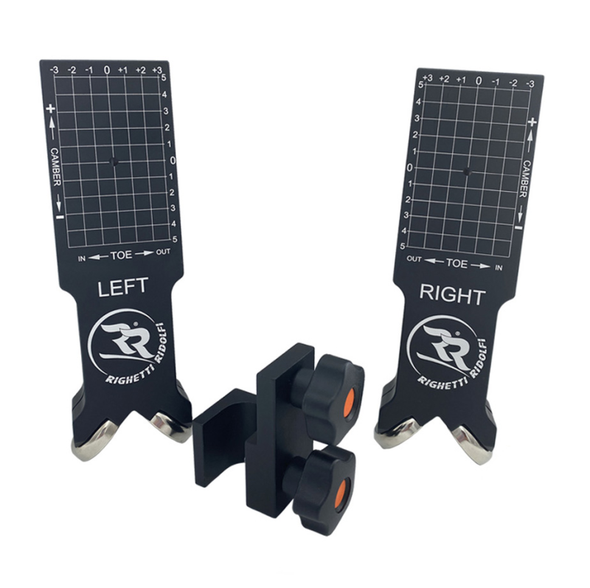 Righetti Ridolfi magnetic laser wheel alignment kit with alignment lasers, steering column clamp, batteries and carry case.