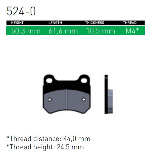 Prodezine sinter rear brake pad set suitable for compatible Parolin and Energy kart brake systems.