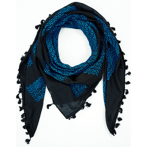 Yafa Kufiya Blue on Black