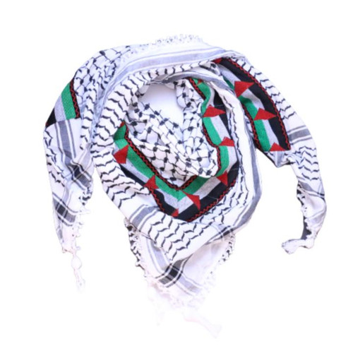 Palestine Flag Embroidered Kufiya