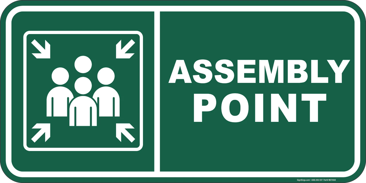 Steel Frame Assembly Point Sign Assembly Point Marker, Safety Sign