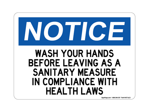 Wash Your Hands Before Leaving As A Sanitary Measure In Compliance With Health Laws, Notice Sign