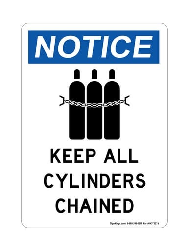 Keep All Cylinders Chained (Chained Tank Symbol), OSHA Notice Sign (Part#: NOT1376)