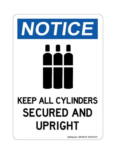 Keep All Cylinders Secured And Upright (Tank Symbol), OSHA Notice Sign (Part#: NOT1377)