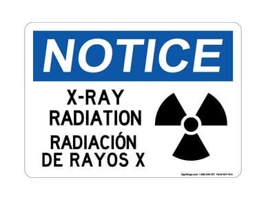 X-Ray Radiation (Radiation Symbol) English/Spanish, OSHA Notice Sign (Part#: NOT1414)