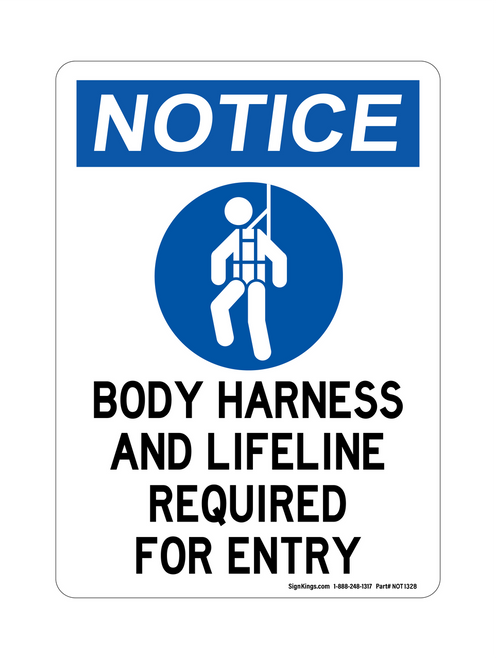 Body Harness And Lifeline For Entry (PPE Symbol), Notice Sign