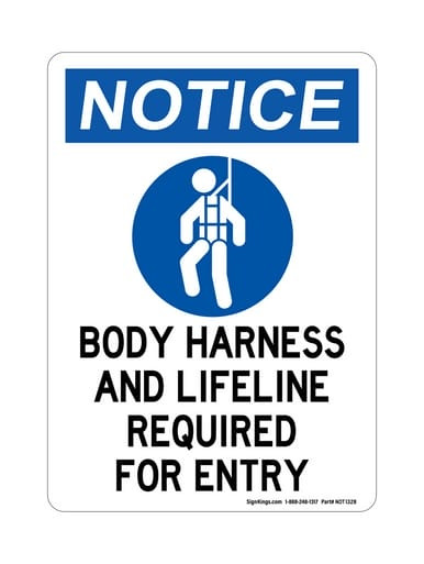 Body Harness And Lifeline For Entry (PPE Symbol), OSHA Notice Sign (Part#: NOT1328)
