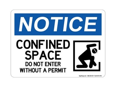Confined Space Do Not Enter Without A Permit (Confined Space Symbol), OSHA Notice Sign (Part#: NOT1298)