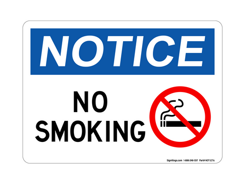 No Smoking (Right No Smoking Symbol), Notice Sign