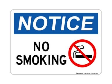 No Smoking (Right No Smoking Symbol), OSHA Notice Sign (Part#: NOT1276)