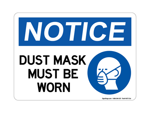 Dust Mask Must Be Worn (PPE Symbol), Notice Sign