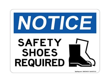 Safety Shoes Required (With Shoes Symbol), OSHA Notice Sign (Part#: NOT1231)