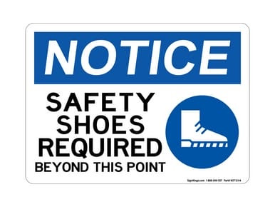Safety Shoes Required Beyond This Point (With Blue Shoe Symbol), OSHA Notice Sign (Part#: NOT1244)