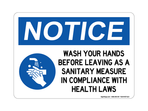 Wash Your Hands Before Leaving As A Sanitary Measure In Compliance With Health Laws (Hand Washing Symbol, Notice Sign