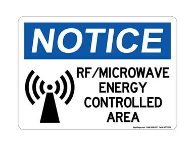 RF/Microwave Energy Controlled Area (Sensor Icon), OSHA Notice Sign (Part#: NOT1398)