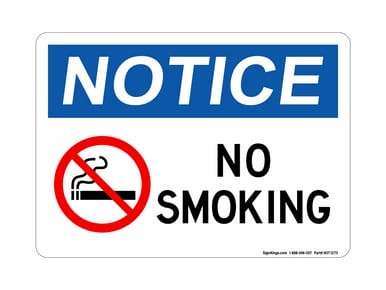 No Smoking (Left No Smoking Symbol), OSHA Notice Sign (Part#: NOT1275)