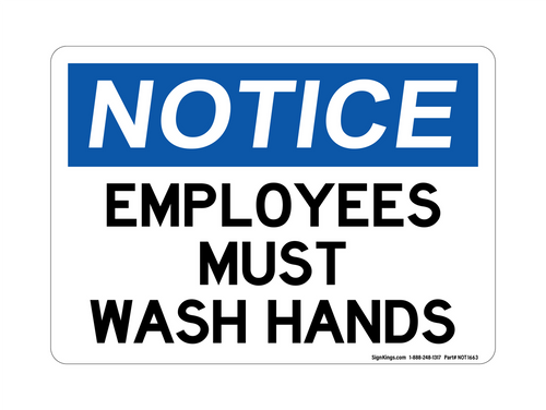 Employees Must Wash Hands, Notice Sign