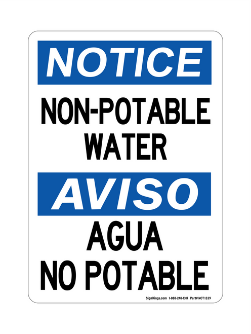 Non-Potable Water English/Spanish, Notice Sign