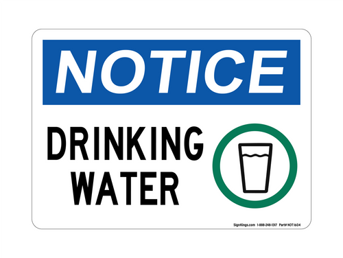 Drinking Water (Water Symbol), Notice Sign