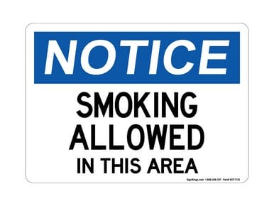 Smoking Allowed In This Area, OSHA Notice Sign (Part#: NOT1735)