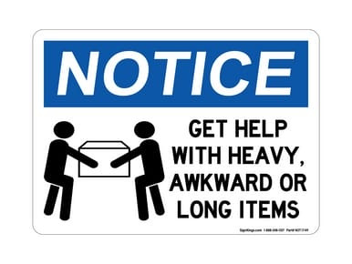 Get Help With Heavy, Awkward Or Long Items (Team Lift Symbol), OSHA Notice Sign (Part#: NOT1749)