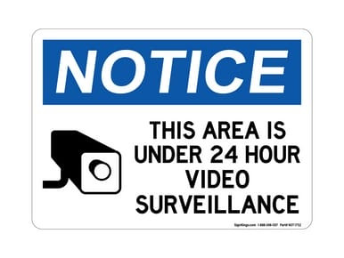 This Area Is Under 24 Hour Video Surveillance (Camera Symbol) Version 2,OSHA Notice Sign (Part#: NOT1752)