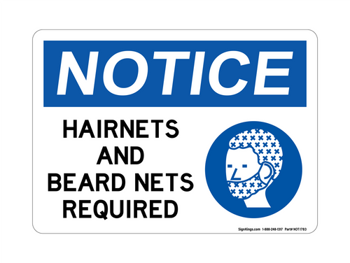 Hairnets And Beard Nets Required (PPE Symbol), Notice Sign
