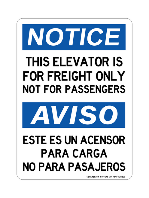 This Elevator Is For Freight Only Not For Passengers, Notice Sign
