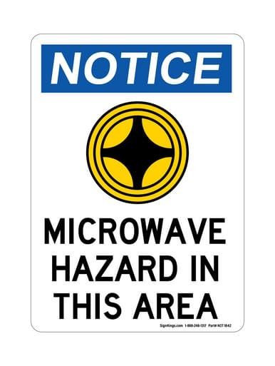 Microwave Hazard In This Area (Microwave Hazard Warning Symbol), OSHA Notice Sign (Part#: NOT1842)