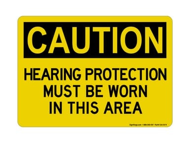 Hearing Protection Must Be Worn In This Area, OSHA Caution Sign (Part#: CAU1074)