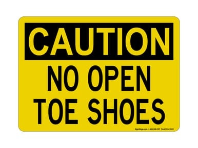 No Open Toe Shoes, OSHA Caution Sign (Part#: CAU1085)